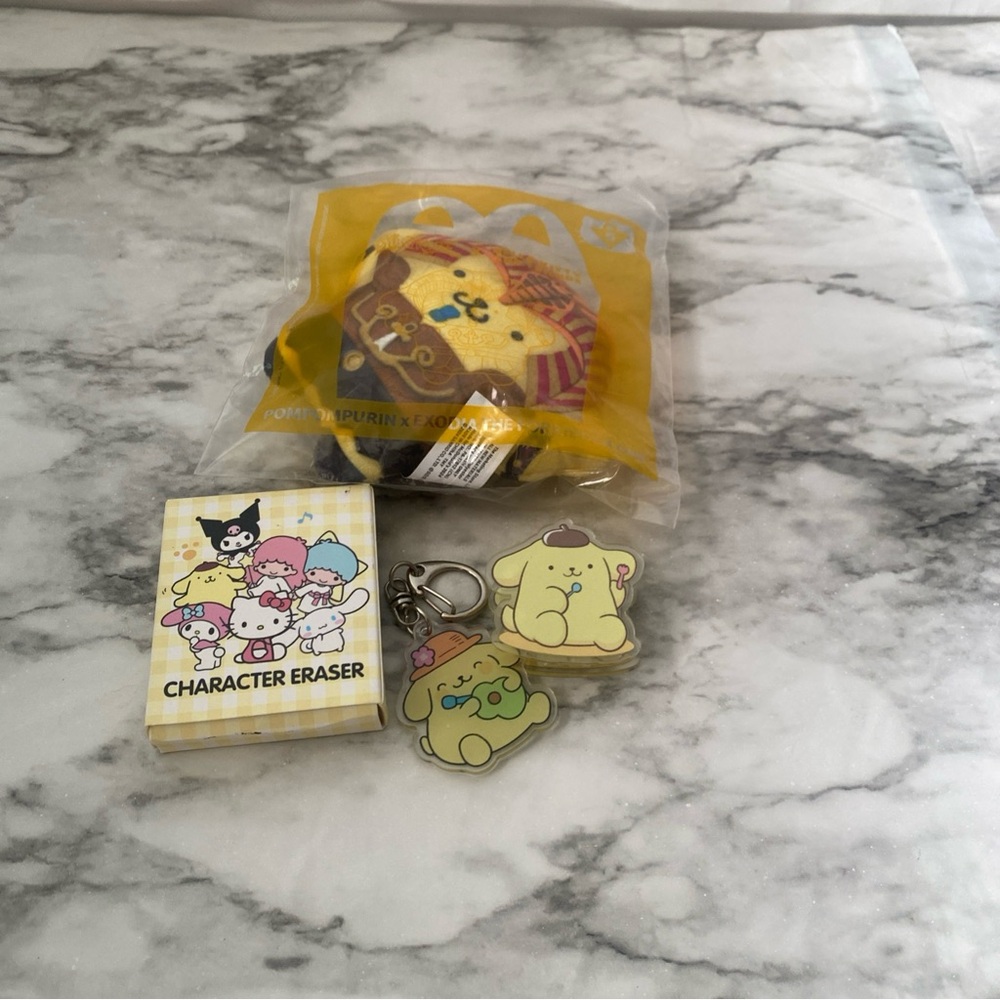 Sanrio Pom Pom Purin Keychain and Plush Set